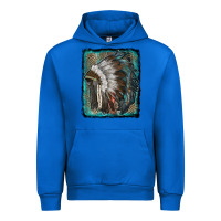 Cobalt indian feather headdress with leopard background Urban Hoodie - RanaPortraitStore