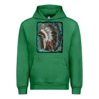 Emerald indian feather headdress with leopard background Urban Hoodie - RanaPortraitStore