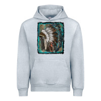Heather Grey indian feather headdress with leopard background Urban Hoodie - RanaPortraitStore