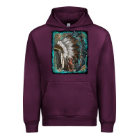 Mauve Wine indian feather headdress with leopard background Urban Hoodie - RanaPortraitStore