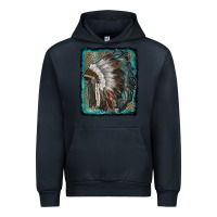 Navy indian feather headdress with leopard background Urban Hoodie - RanaPortraitStore