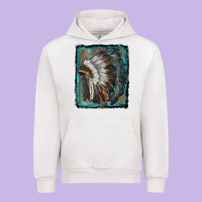 Indian Feather Headdress With Leopard Background Urban Hoodie Designed By Ranaportraitstore