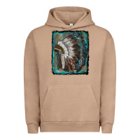 Pigment Burro indian feather headdress with leopard background Urban Hoodie - RanaPortraitStore