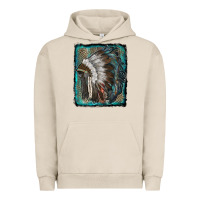 Pigment French Oak indian feather headdress with leopard background Urban Hoodie - RanaPortraitStore