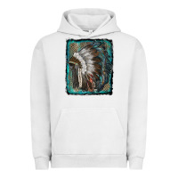 Pigment Lunar Rock indian feather headdress with leopard background Urban Hoodie - RanaPortraitStore