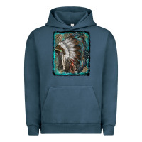 Pigment Midnight Navy indian feather headdress with leopard background Urban Hoodie - RanaPortraitStore