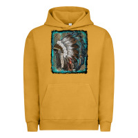 Pigment Peanut Butter indian feather headdress with leopard background Urban Hoodie - RanaPortraitStore