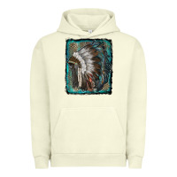Pigment Pistachio indian feather headdress with leopard background Urban Hoodie - RanaPortraitStore