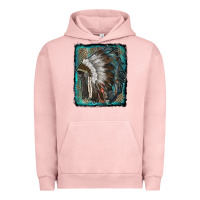 Pigment Salmon indian feather headdress with leopard background Urban Hoodie - RanaPortraitStore