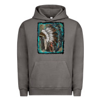 Pigment Tornado indian feather headdress with leopard background Urban Hoodie - RanaPortraitStore