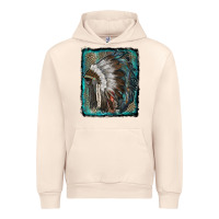 Sandshell indian feather headdress with leopard background Urban Hoodie - RanaPortraitStore