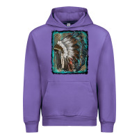 Tulip indian feather headdress with leopard background Urban Hoodie - RanaPortraitStore