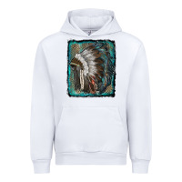 White indian feather headdress with leopard background Urban Hoodie - RanaPortraitStore