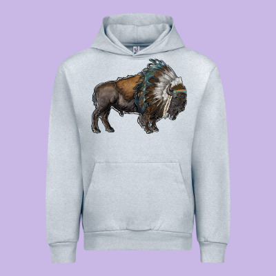 Bison With Indian Headdress Urban Hoodie Designed By Ranaportraitstore