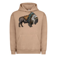 Pigment Burro bison with indian headdress Urban Hoodie - RanaPortraitStore