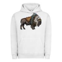 Pigment Lunar Rock bison with indian headdress Urban Hoodie - RanaPortraitStore