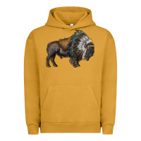 Pigment Peanut Butter bison with indian headdress Urban Hoodie - RanaPortraitStore