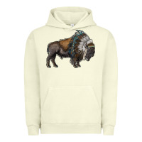Pigment Pistachio bison with indian headdress Urban Hoodie - RanaPortraitStore