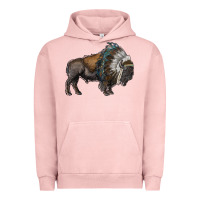 Pigment Salmon bison with indian headdress Urban Hoodie - RanaPortraitStore