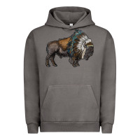 Pigment Tornado bison with indian headdress Urban Hoodie - RanaPortraitStore