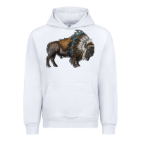 White bison with indian headdress Urban Hoodie - RanaPortraitStore