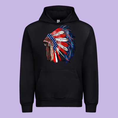 American Flag Indian Headdress Urban Hoodie Designed By Ranaportraitstore