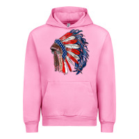Fuchsia Pink american flag indian headdress Urban Hoodie - RanaPortraitStore