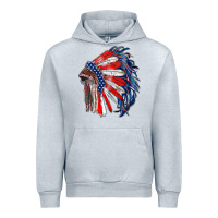 Heather Grey american flag indian headdress Urban Hoodie - RanaPortraitStore