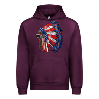 Mauve Wine american flag indian headdress Urban Hoodie - RanaPortraitStore