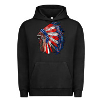 Pigment Black american flag indian headdress Urban Hoodie - RanaPortraitStore