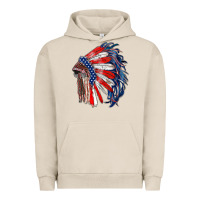Pigment French Oak american flag indian headdress Urban Hoodie - RanaPortraitStore