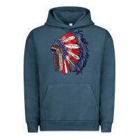 Pigment Midnight Navy american flag indian headdress Urban Hoodie - RanaPortraitStore