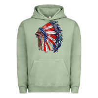 Pigment Oil Green american flag indian headdress Urban Hoodie - RanaPortraitStore