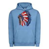 Pigment Pebble Blue american flag indian headdress Urban Hoodie - RanaPortraitStore