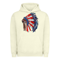 Pigment Pistachio american flag indian headdress Urban Hoodie - RanaPortraitStore