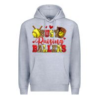 Heather Grey busy raising ballers softball Premium Hoodie - Zillion Design Studio