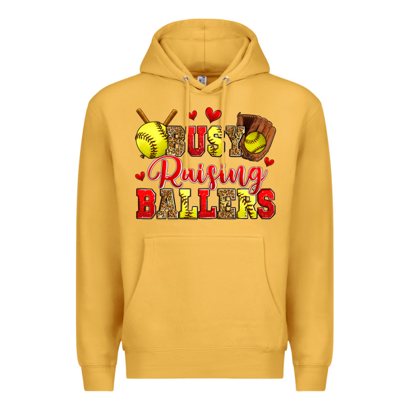 Busy Raising Ballers Softball Premium Hoodie by Zillion Design Studio | Teevron