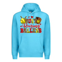Ocean Blue busy raising ballers softball Premium Hoodie - Zillion Design Studio