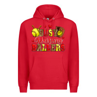 Red busy raising ballers softball Premium Hoodie - Zillion Design Studio