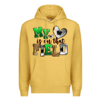 Antique Gold my heart is on that field soccer Premium Hoodie - Zillion Design Studio