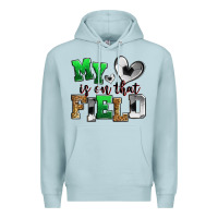 Blue Mist my heart is on that field soccer Premium Hoodie - Zillion Design Studio
