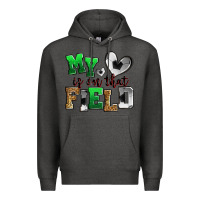 Charcoal Heather my heart is on that field soccer Premium Hoodie - Zillion Design Studio