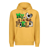 Mustard my heart is on that field soccer Premium Hoodie - Zillion Design Studio