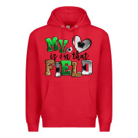 Red my heart is on that field soccer Premium Hoodie - Zillion Design Studio