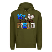 Army Green my heart is on that field baseball Premium Hoodie - Zillion Design Studio