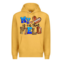 Mustard my heart is on that field american football Premium Hoodie - Zillion Design Studio