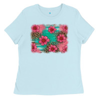 Baby Blue easter spring leopard serape background Ladies Tee - Artiststas