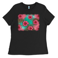 Black easter spring leopard serape background Ladies Tee - Artiststas