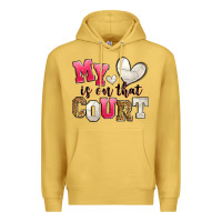 Antique Gold my heart is on that court volleyball Premium Hoodie - Zillion Design Studio