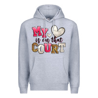 Heather Grey my heart is on that court volleyball Premium Hoodie - Zillion Design Studio
